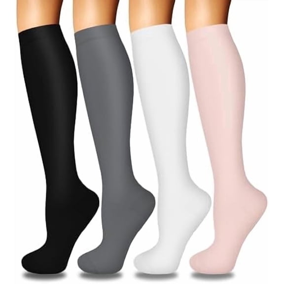 4 Pairs Compression Socks for Women Circulation-Best Support for Nurses,Running,Athletic,Travel