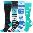 thumbnail image 1 of 4 Pairs Compression Socks for Women & Men 20-30 mmHg Circulation Support Recovery Socks for Nurses, Medical, Running, Cycling, Athletic (L/XL), 1 of 7