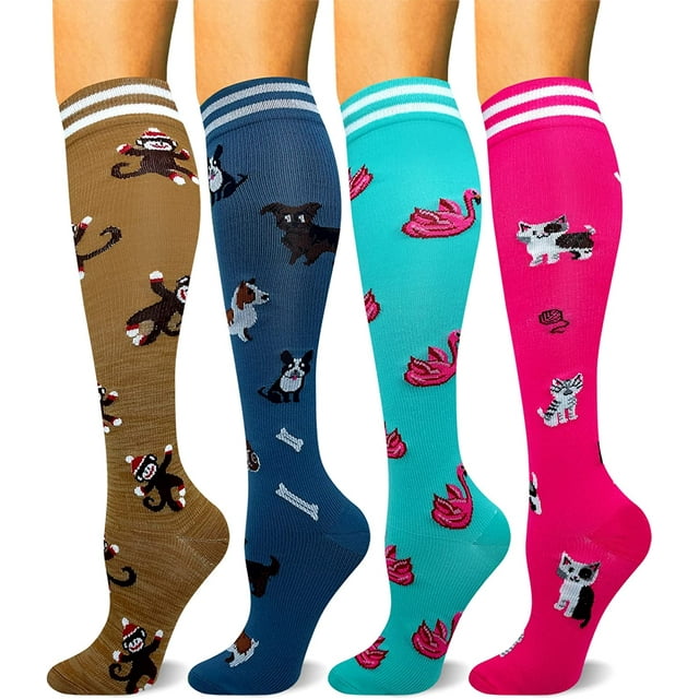 4 Pairs Compression Socks for Women & Men Best Support for Medical