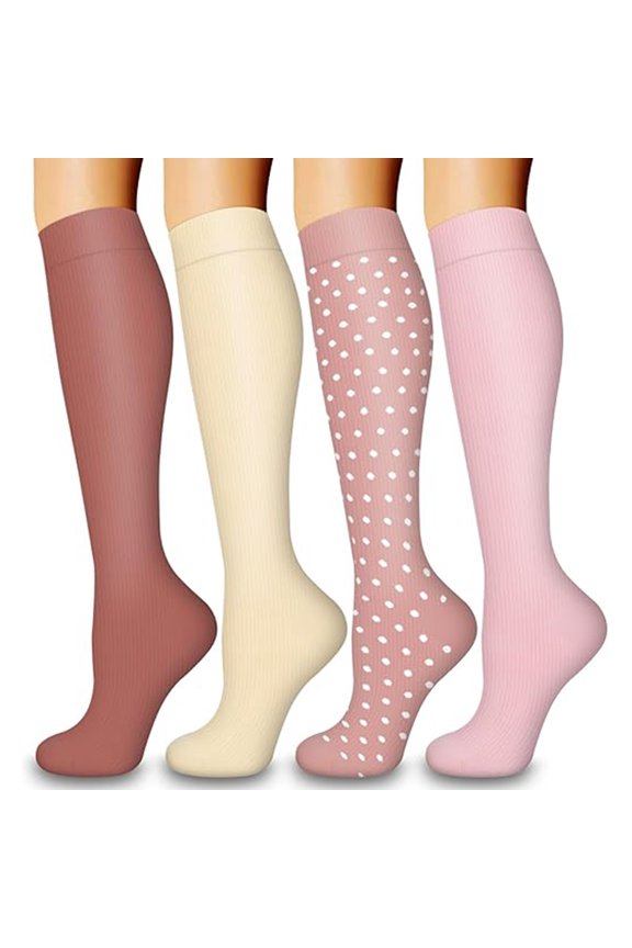 4 Pairs-Compression Socks for Women&Men Circulation-Best Support for Nurses,Running,Athletic