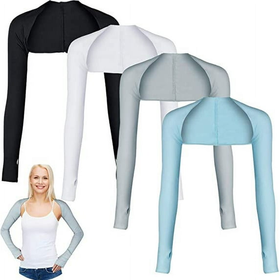 4 Pairs Cooling Shawl Arm Sleeves Sun Protection for Women Men with Finger Hole for Golfing, Driving, Riding, Fishing