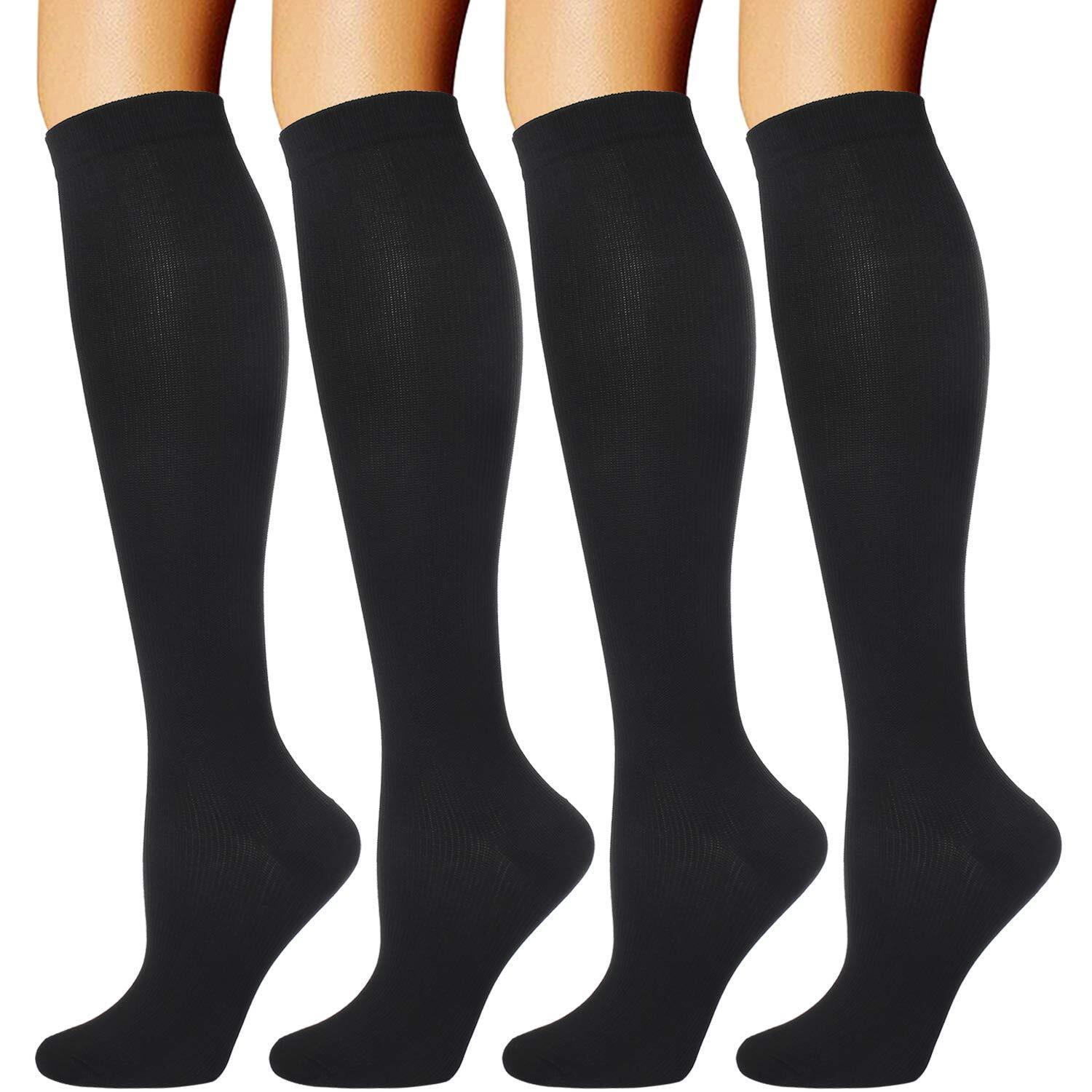 4 Pairs Copper Compression Socks for Women & Men Circulation 1520 mmHg