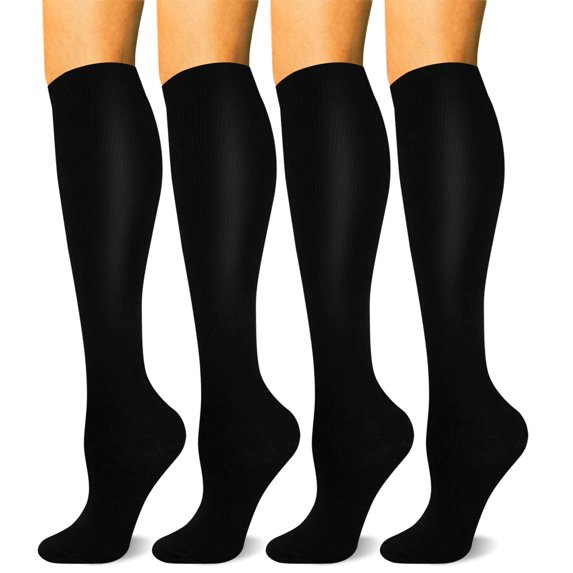4 Pairs Copper Compression Socks for Women & Men Circulation 15-20 mmhg - Better Blood Flow, Swelling, Best Support for Medical, Running, Nursing
