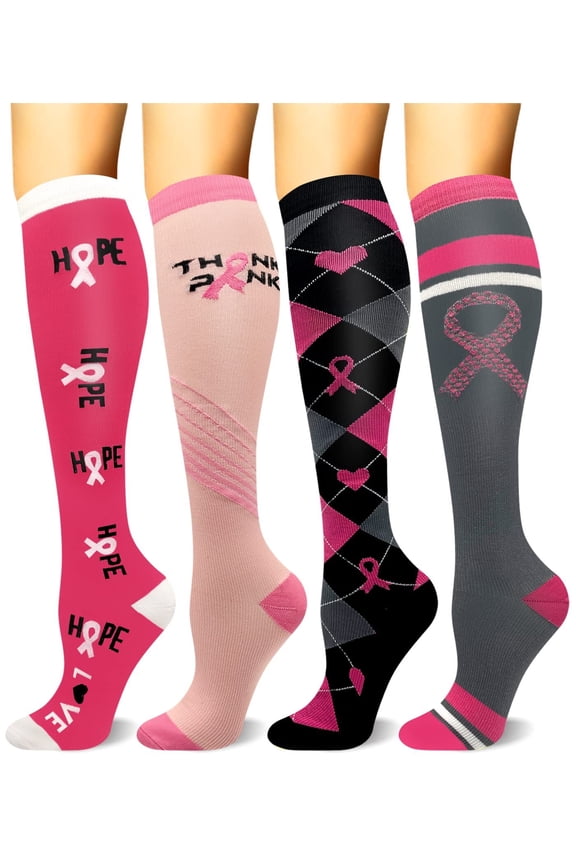 4 Pairs Copper Compression Socks for Women & Men Circulation 15-20 mmhg - Better Blood Flow, Swelling, Best Support for Medical, Running, Nursing