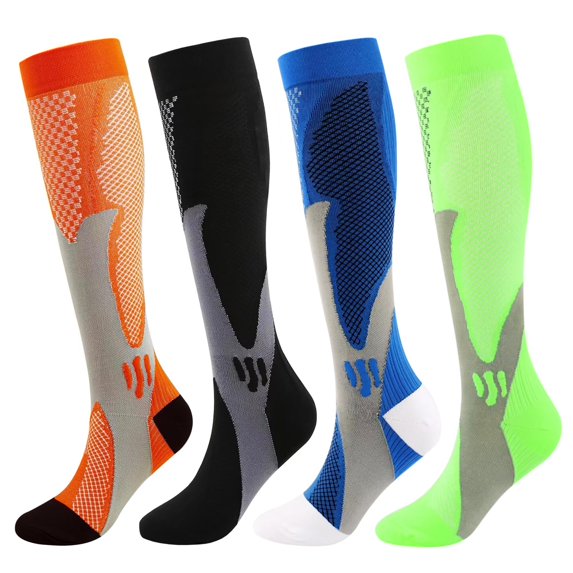 4 Pairs Copper Compression Socks for Women & Men Circulation 15-20 mmhg - Better Blood Flow, Swelling, Best Support for Medical, Running, Nursing