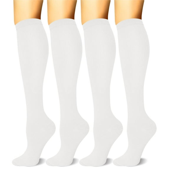 4 Pairs Copper Compression Socks for Women & Men Circulation 15-20 mmhg - Better Blood Flow, Swelling, Best Support for Medical, Running, Nursing