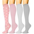 thumbnail image 1 of 4 Pairs Copper Compression Socks for Women & Men Circulation 15-20 mmhg - Better Blood Flow, Swelling, Best Support for Medical, Running, Nursing, 1 of 7