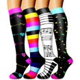 thumbnail image 1 of 4 Pairs Copper Compression Socks for Women & Men Circulation 15-20 mmhg - Better Blood Flow, Swelling, Best Support for Medical, Running, Nursing, 1 of 7