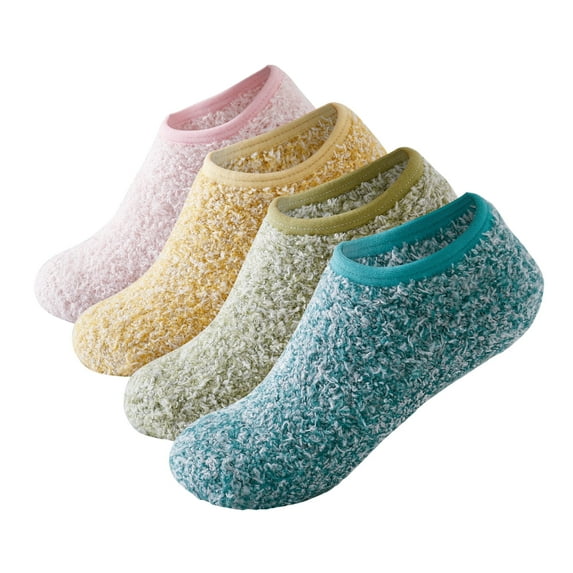 Womens Fuzzy Socks Cozy Fluffy Winter Warm Slipper Socks Microfiber Soft Home Sleeping Socks with Non Slip Grips