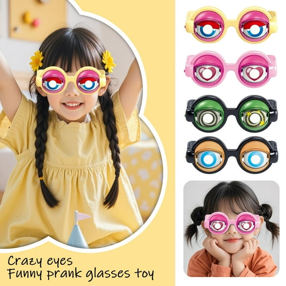 4 Pairs Crazy Eyes Funny Party Glasses, Creative Novelty Funny Eyewear Toys Kinetic Crazy Eyes Glasses, Novelty Gag for Party Costume Photo Booth Props