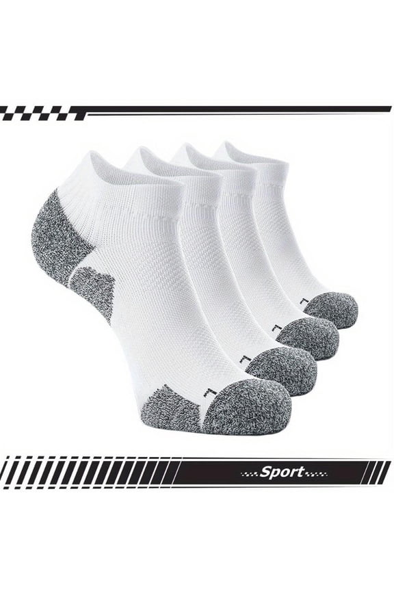 4 Pairs Cushioned Compression Athletic Ankle Socks Running Low Cut Socks for Running, Exercise, Fitness