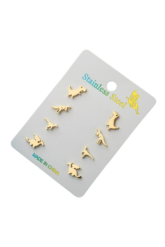 4 Pairs Dinosaur Studs Earrings Creative Ear Accessory Ear Studs Suitable for Teens and Youthful Fashion Lovers