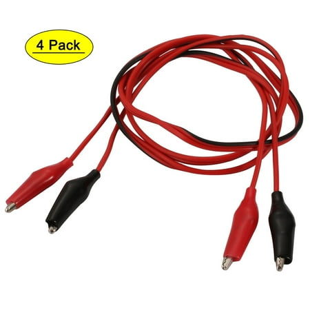4 Pairs Double Alligator Connector Cable Jumper Wire Test Leads 1m Length