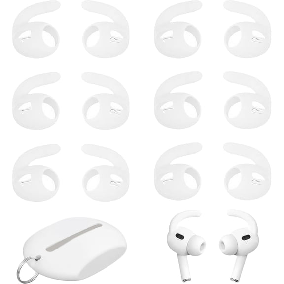 4 Pairs of Ear Hooks for AirPods Pro 2, Ear Phone Hook Covers Anti-Slip Silicone with Storage Pouch for Exercise, Running, Sports, and Workouts, Comfortable Durable Accessories for AirPods Pr