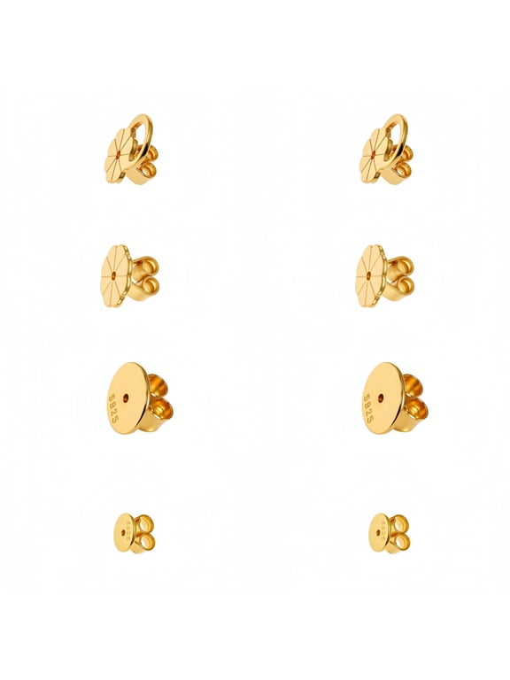 4 Pairs Earring Backs for Heavy Earrings, 14K Gold Plated Copper Earring Lifters for Droopy Ears, Hypoallergenic Adjustable Earring Backs
