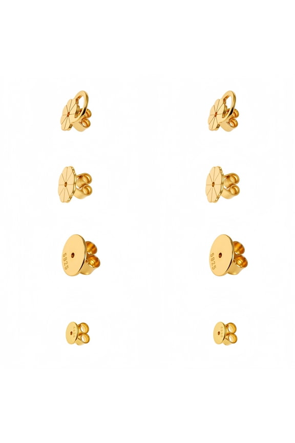 4 Pairs Earring Backs for Heavy Earrings, 14K Gold Plated Earring Lifters for Droopy Ears, Hypoallergenic Adjustable Earring Backs