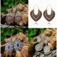 thumbnail image 1 of 4 Pairs Earrings Retro Ethnic Style, Multi-Colored, Drop Shaped With Rhinestone, 1 of 5