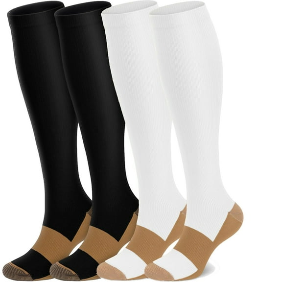 (4 Pairs) FORIEVIC Compression Socks Knee High 20-30mmHg Graduated Support Mens Womens S-XXL