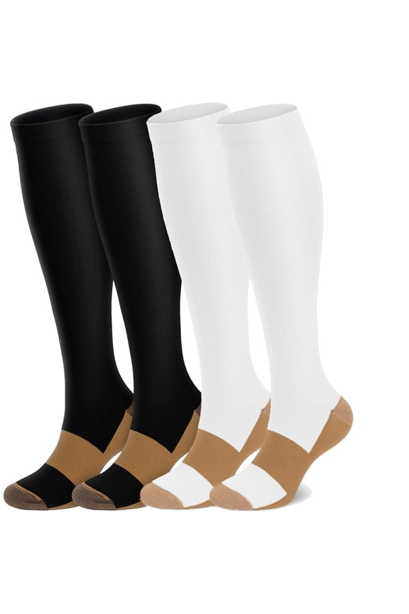 (4 Pairs) FORIEVIC Compression Socks Knee High 20-30mmHg Graduated Support Mens Womens S-XXL