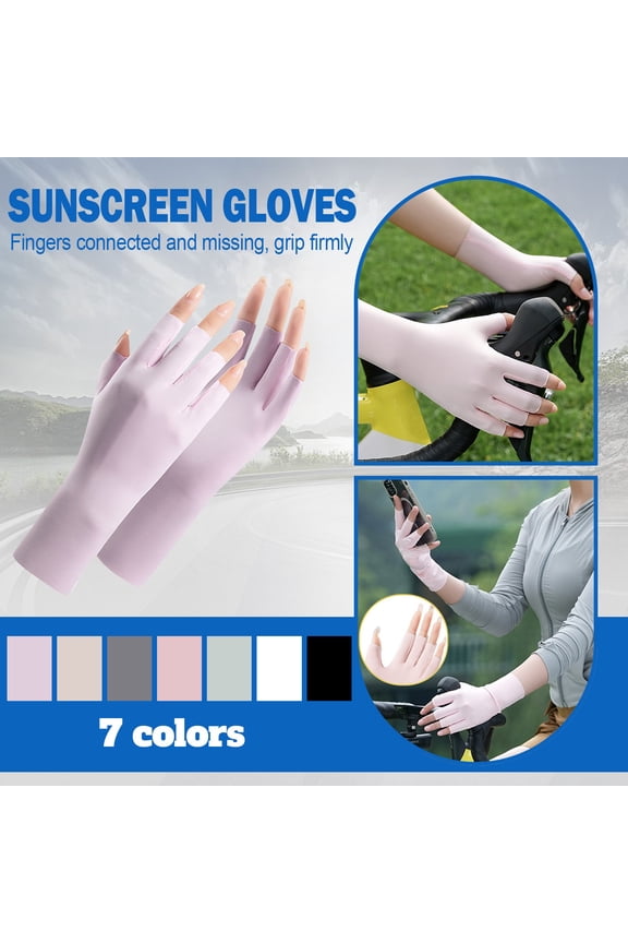 4 Pairs Fingerless Sunscreen Gloves, Non-Slip Touchscreen Friendly Summer Outdoor UV Protection Gloves A One Size