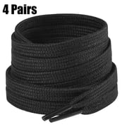 4 Pairs Flat Athletic Shoelaces 5/16" in 47" Length Sneaker Replacement Shoe LacesBlack