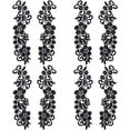 thumbnail image 1 of 4Pairs Flower Lace Fabric Applique Black Floral Embroidered Sew on Patches Water Soluble DIY Wedding Dress Headwear Collar Neckline Mesh Trims, 1 of 6