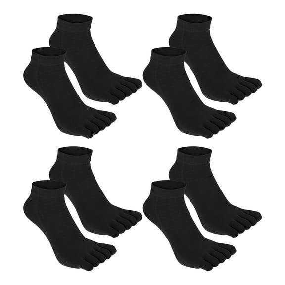 4 Pairs Full Finger Toe Socks Men Women Non Slip Sticky Five Finger Socks for Sport Exercise Yoga Daily Fit Black