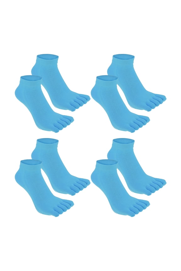 4 Pairs Full Finger Toe Socks Men Women Non Slip Sticky Five Finger Socks for Sport Exercise Yoga Daily Fit Sky Blue