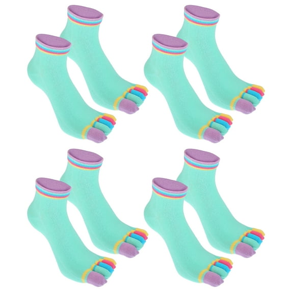 4 Pairs Full Finger Toe Socks Men Women Non Slip Sticky Five Finger Socks for Sport Exercise Yoga Mutlicolor Green