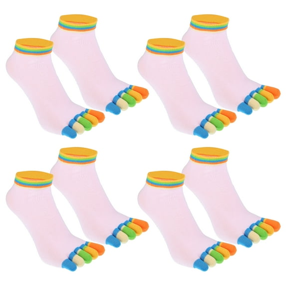 4 Pairs Full Finger Toe Socks Men Women Non Slip Sticky Five Toe Socks for Sport Daily Fit Mutlicolor Light Pink