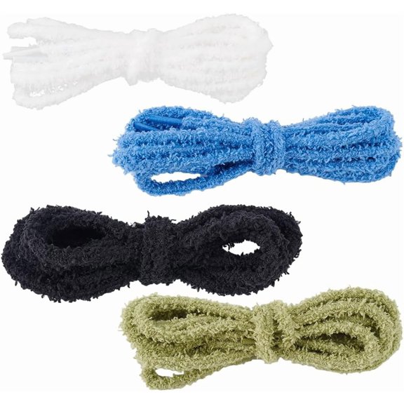 4 Pairs Fuzzy Shoe Laces Sneakers 7mm Wide 4 Colors Soft Fluffy Shoelaces Fit 6 Holes per Side Cute Puffy Shoe Laces Polyester Thick Shoelace Strings