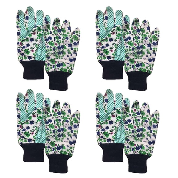 4 Pairs Garden Gloves with PVC Dots for Yard Cleaning, Weeding, Planting, Watering
