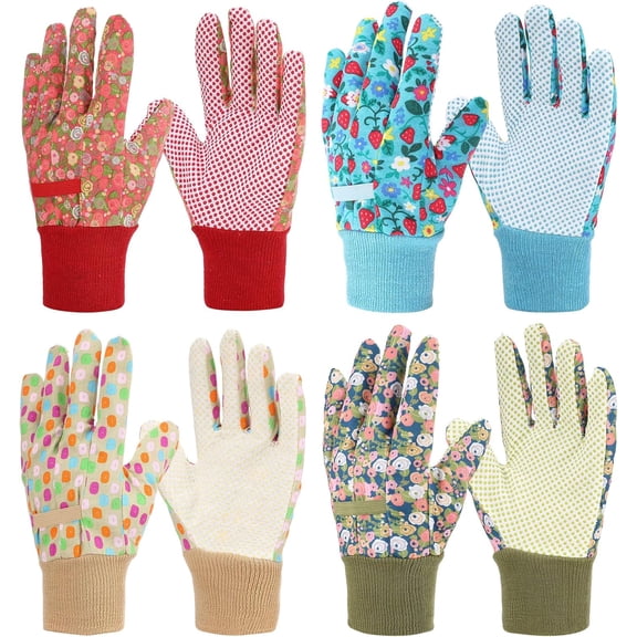 4 Pairs Gardening Gloves for Women Breathable Floral Garden | Non-Slip Grip Work Glove Weeding Planting