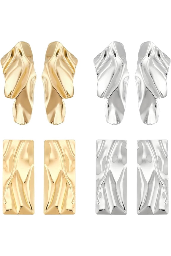 4 Pairs Geometric Statement Earrings