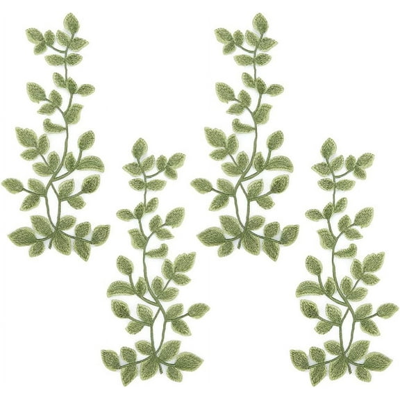 4 Pairs Green Sewing Embroidery Leaf Pattern Appliques 3D Lace est Leaves Vine Patches Decoration Embroidery Vine Decorative Patches Costume Craft Projects