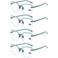 thumbnail image 1 of 4 Pairs of Green Square Oversized Rimless Lightweight Reading Glasses for Women Men Blue Light Blocking Readers TR90 Personalized Flexible Presbyopic Glasses +1.00, 1 of 4