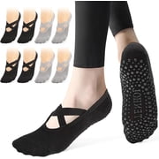 4 Pairs Grip Pilates Socks, Yoga Socks for Women Non Slip, Reformer Pilates Sock for Pilates, Ballet, Barre, Yoga, Dance