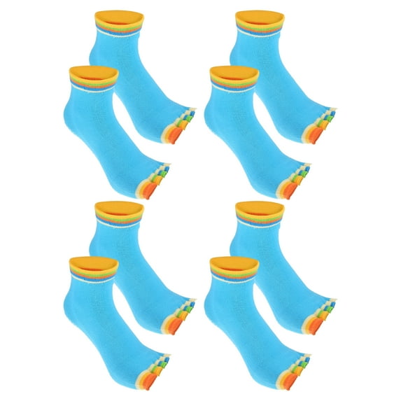 4 Pairs Half Finger Toe Socks Men Women Non Slip Sticky Five Finger Socks for Yoga Daily Fit Mutlicolor Sky Blue