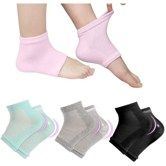 4 Pairs Heels Moisturizing Socks for Dry Cracked Heels Repair - Moisturizing Gel Heel Sleeves Open Toe Comfy Socks Day Night Random Color