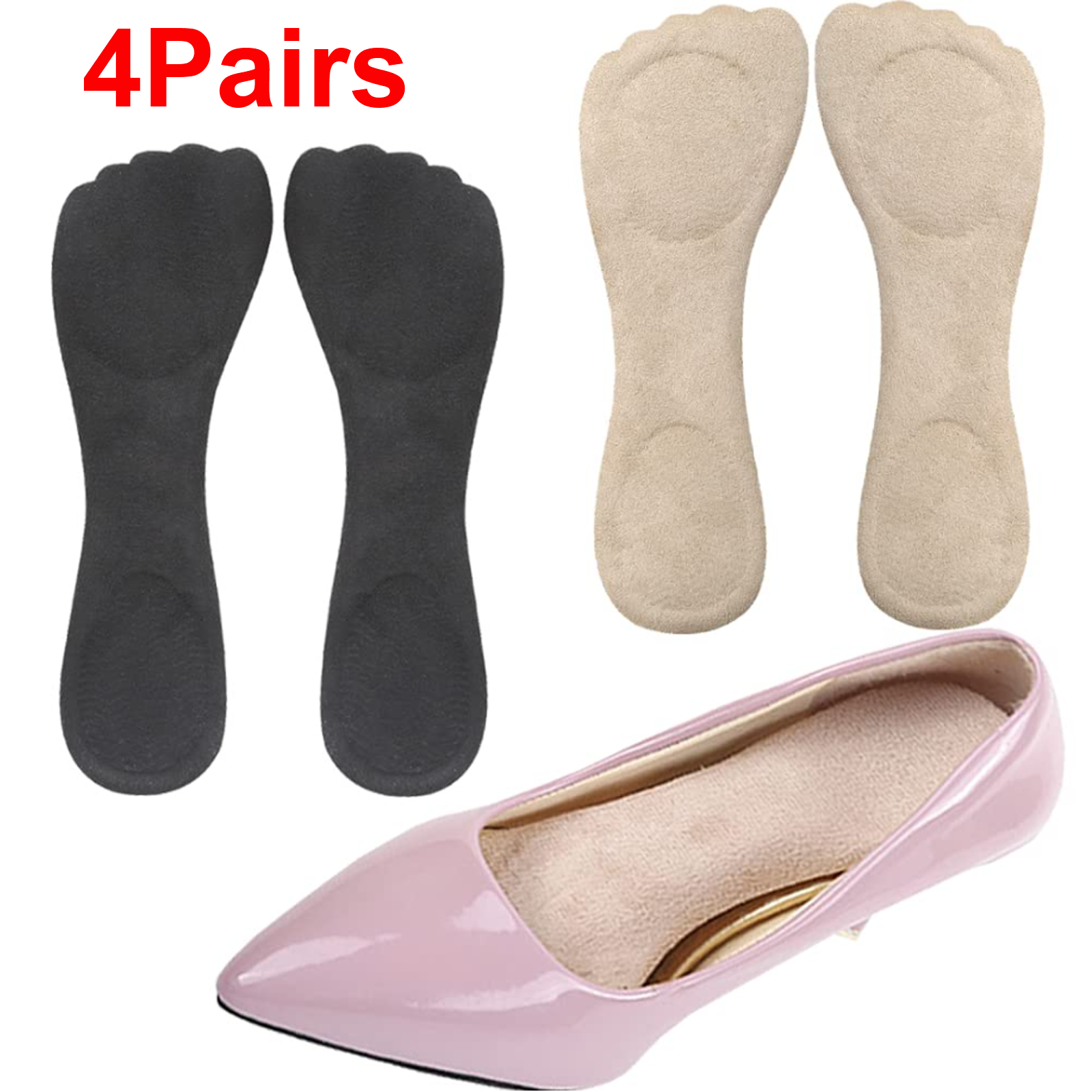 Curated visual reference: Fresh Look at 4 Pairs High Heel Inserts For Women Adhesive Velvety Cushioning