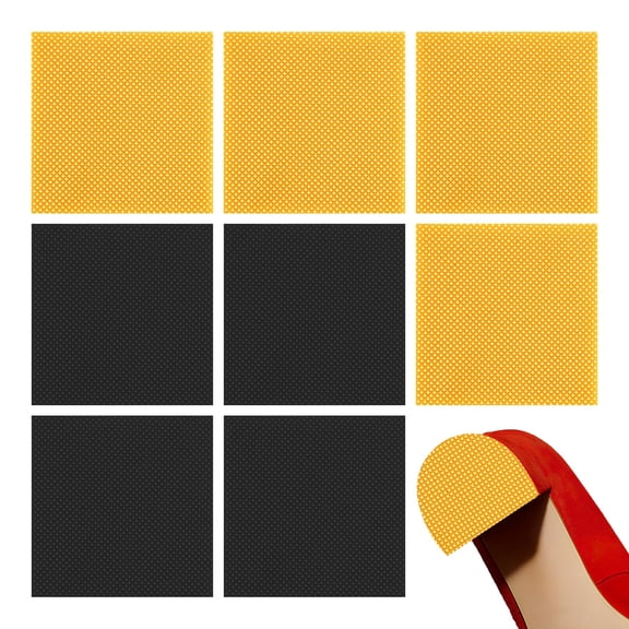 4 Pairs High Heels Patch, 6x6x0.35cm Rubber Boot Heel Replacement Square Sole Repair Tips Stickers Anti Heel Caps High Heel Tread Pad Non Slip Heel Protectors(Black & Yellow)