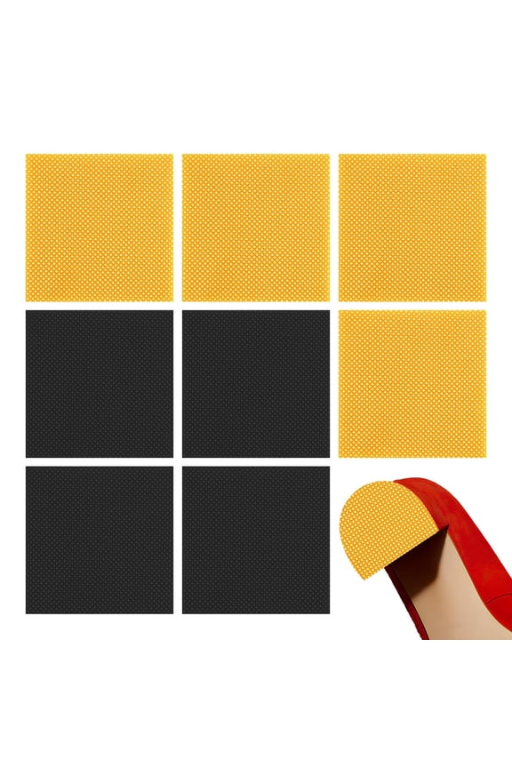 4 Pairs High Heels Patch, 6x6x0.35cm Rubber Boot Heel Replacement Square Sole Repair Tips Stickers Anti Heel Caps High Heel Tread Pad Non Slip Heel Protectors(Black & Yellow)