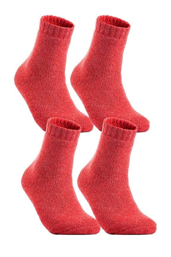 4 Pairs High Performance Men's Wool Socks, Breathable, Lightweight Moisture Wicking Crew Socks as Hiking and Running Socks One Size LK02(Red)