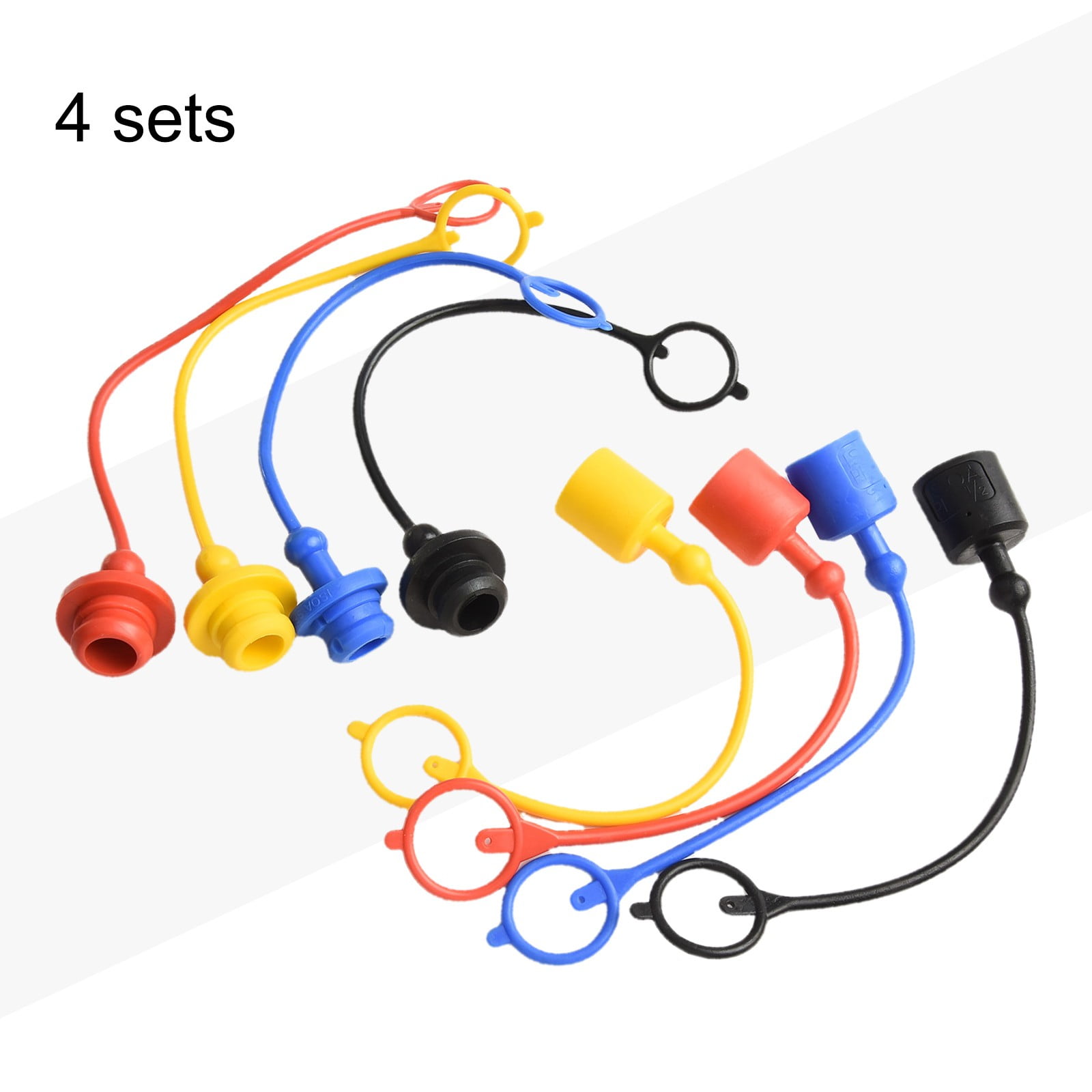 4 Pairs Hydraulic Quick Coupler Male Dust Cap and Female Plug Cover PVC