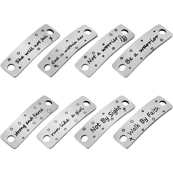 4 Pairs Inspirational Shoelace Tags Gift for Girls Run Like A Girl Strong And Fierce She Will Not Fall God Is Within Her Walk By Faith Not By Sight