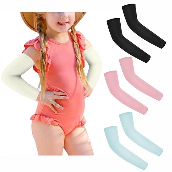 4 Pairs Kids Arm Sleeves Summer Anti-Slip Sun Protection Sleeve Arm Rash Guards Volleyball Running Cycling
