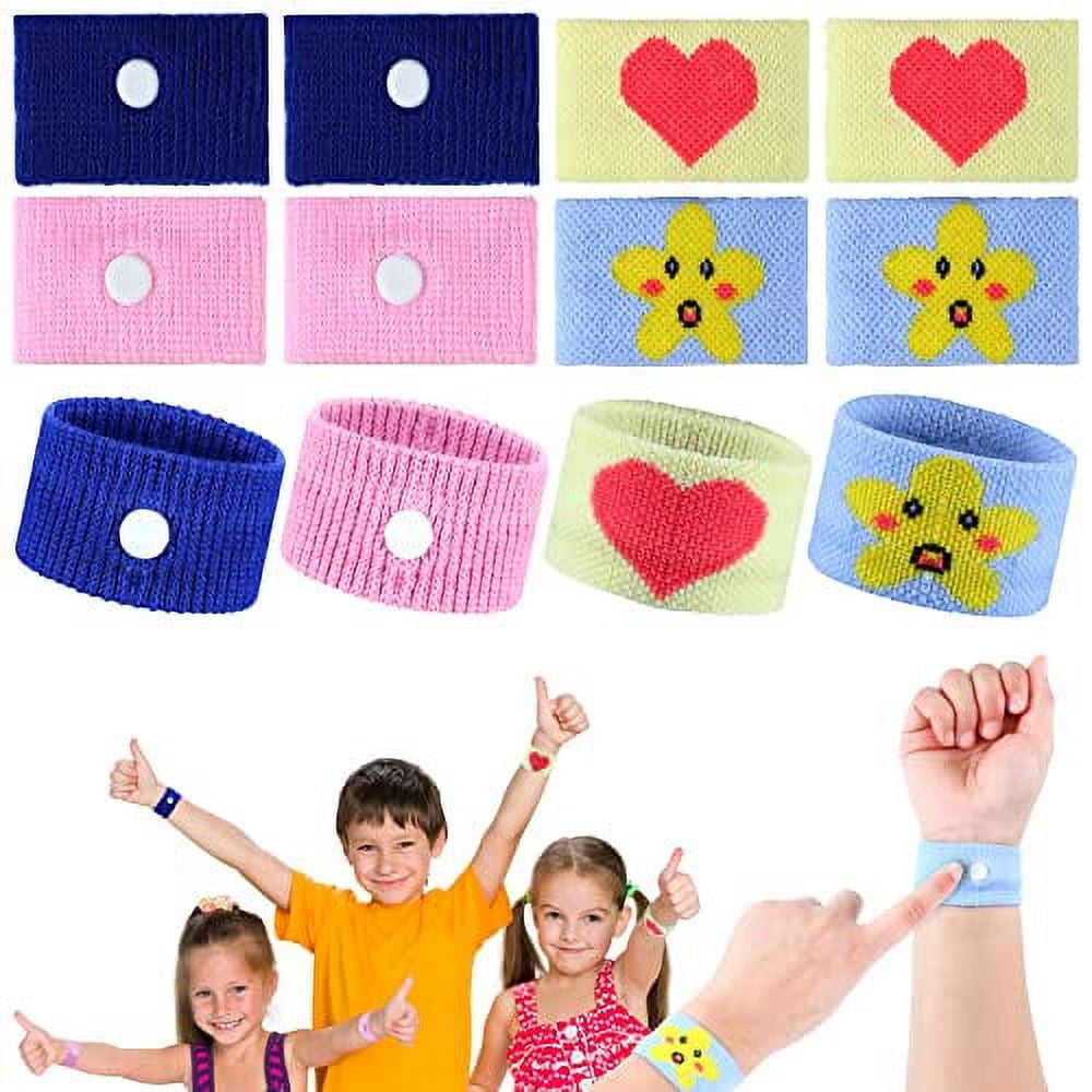 4 Pairs Kids Motion  Sickness Bands Travel Wristbands  Kids Motion Sickness Relief  Nausea Bands Motion Sickness  Wristbands Car Sickness Bracelet  for Kids for Morning  Flying Travel (Bright Style)