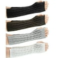 thumbnail image 1 of 4 Pairs Knitted Arm Warmers Gloves Winter Long Fingerless Gloves Thumb Hole Gloves Mittens for Women and Men, 1 of 4
