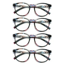 4 Pairs Ladies Womens Round Big Frame Blue Light Blocking Reading Glasses Spring Hinge Readers  0.75