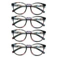 thumbnail image 1 of 4 Pairs Ladies Womens Round Big Frame Blue Light Blocking Reading Glasses Spring Hinge Readers +1.50, 1 of 6